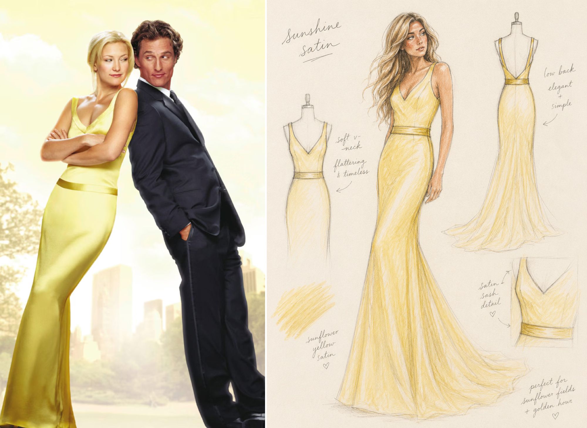 Andie's yellow dress from How to Lose a Guy in 10 Days as a concept for a prom dress