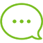 Green chat bubble icon containing three horizontal dots, symbolizing a message or conversation.