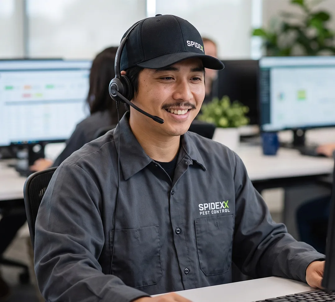 Spidexx support agent at a headset