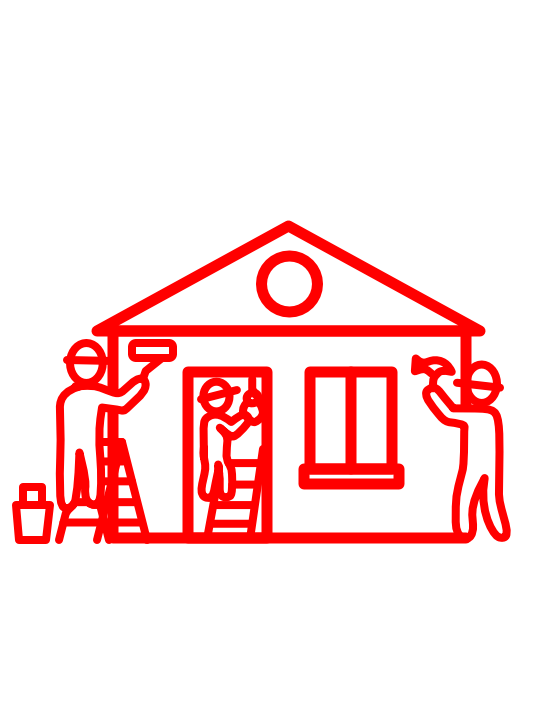 A picture of people working on the infrastructure of a school