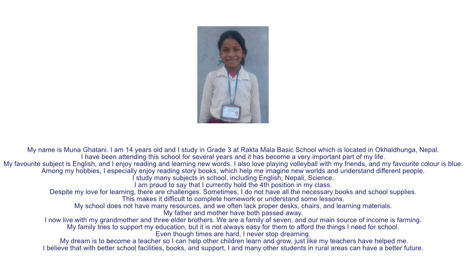 Testimony from school student Muna Ghatani