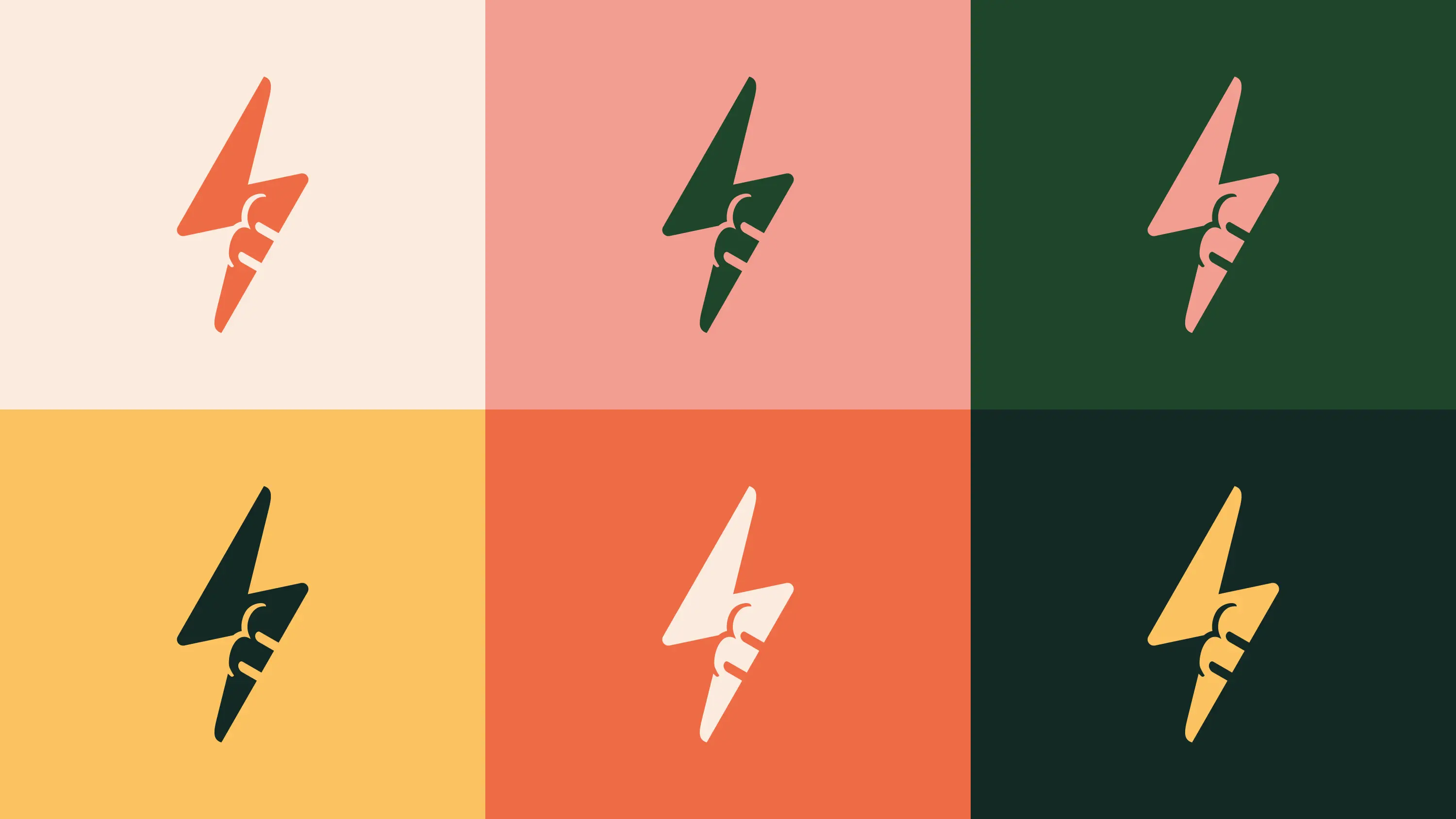 Leah Tortilla lightning bolt logo in 6 different color combinations