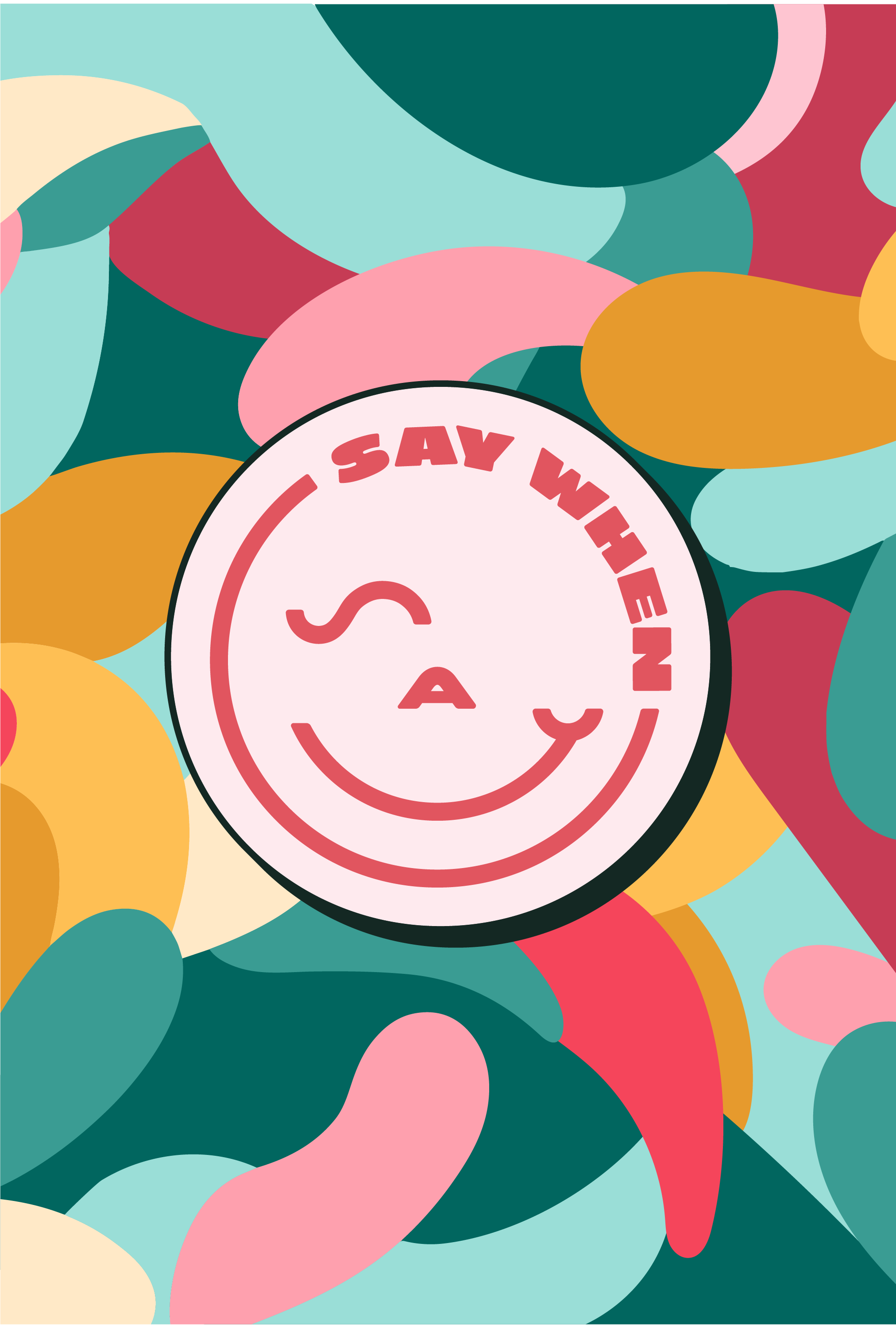 Say When Design Studio logo, looks like a winking smiling face using the letters s, a, and y