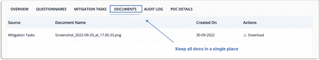 Scrut central storage for all compliance related documents 