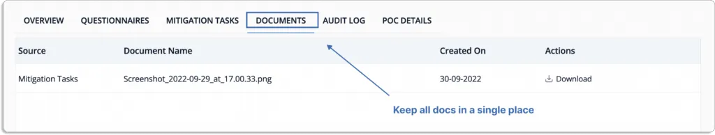 Scrut central storage for all compliance related documents 