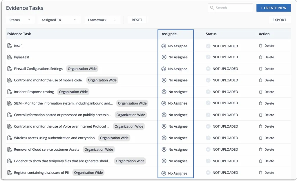 Scrut evidence tasks dashboard