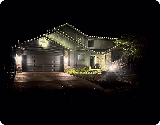 Home with warm white C9 lights along every roofline