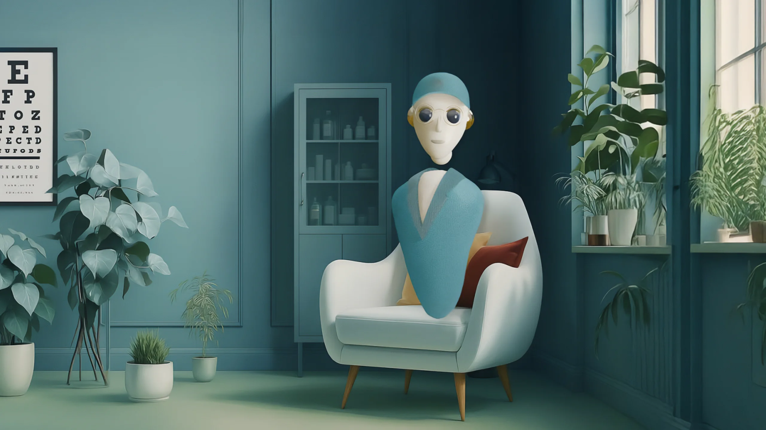 Scena evocativa di un uomo che dialoga con un’intelligenza artificiale umanoide, simbolo del supporto personalizzato offerto dal coach AI.