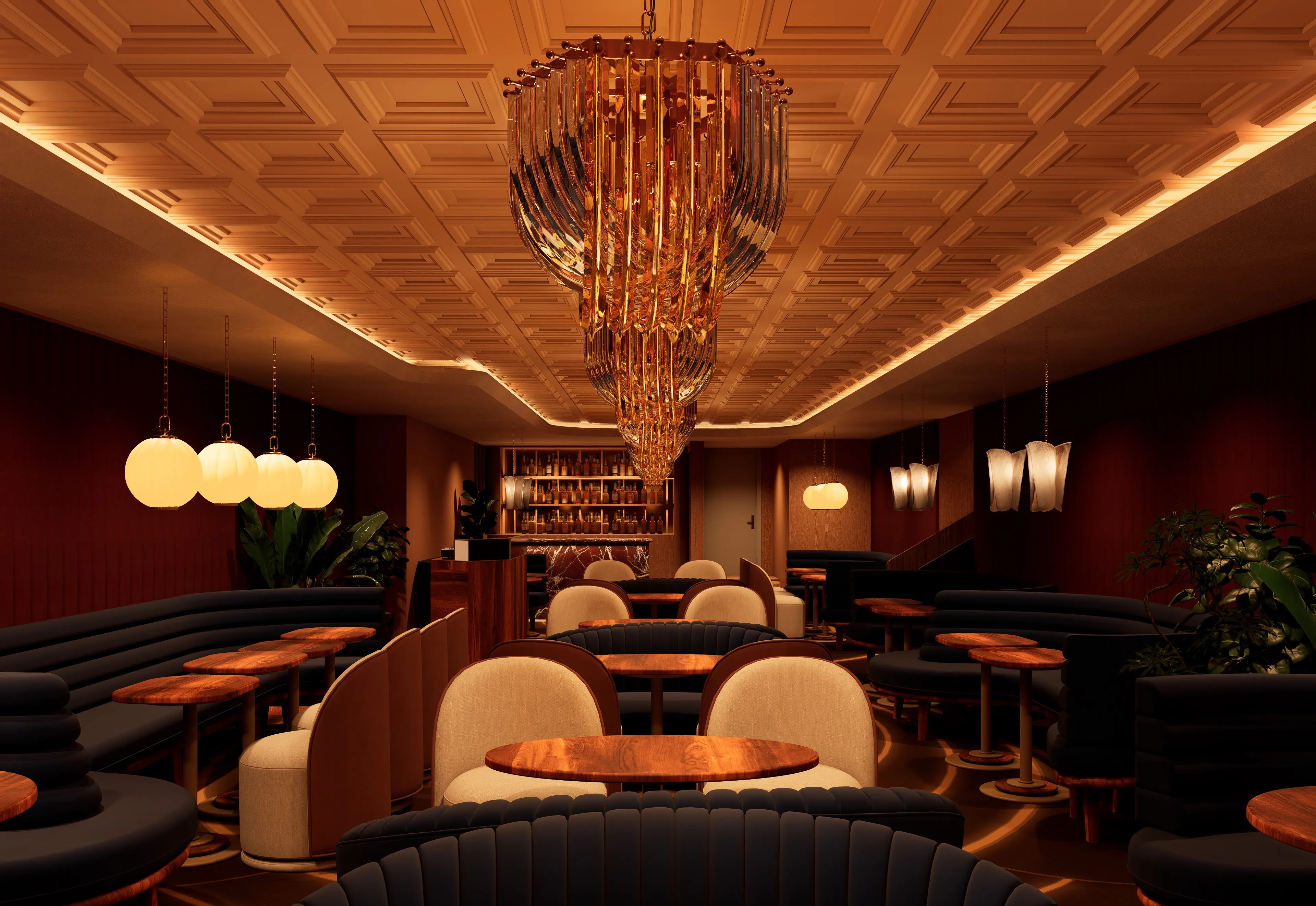 Rendering of the lounge at The Guest House Aspen