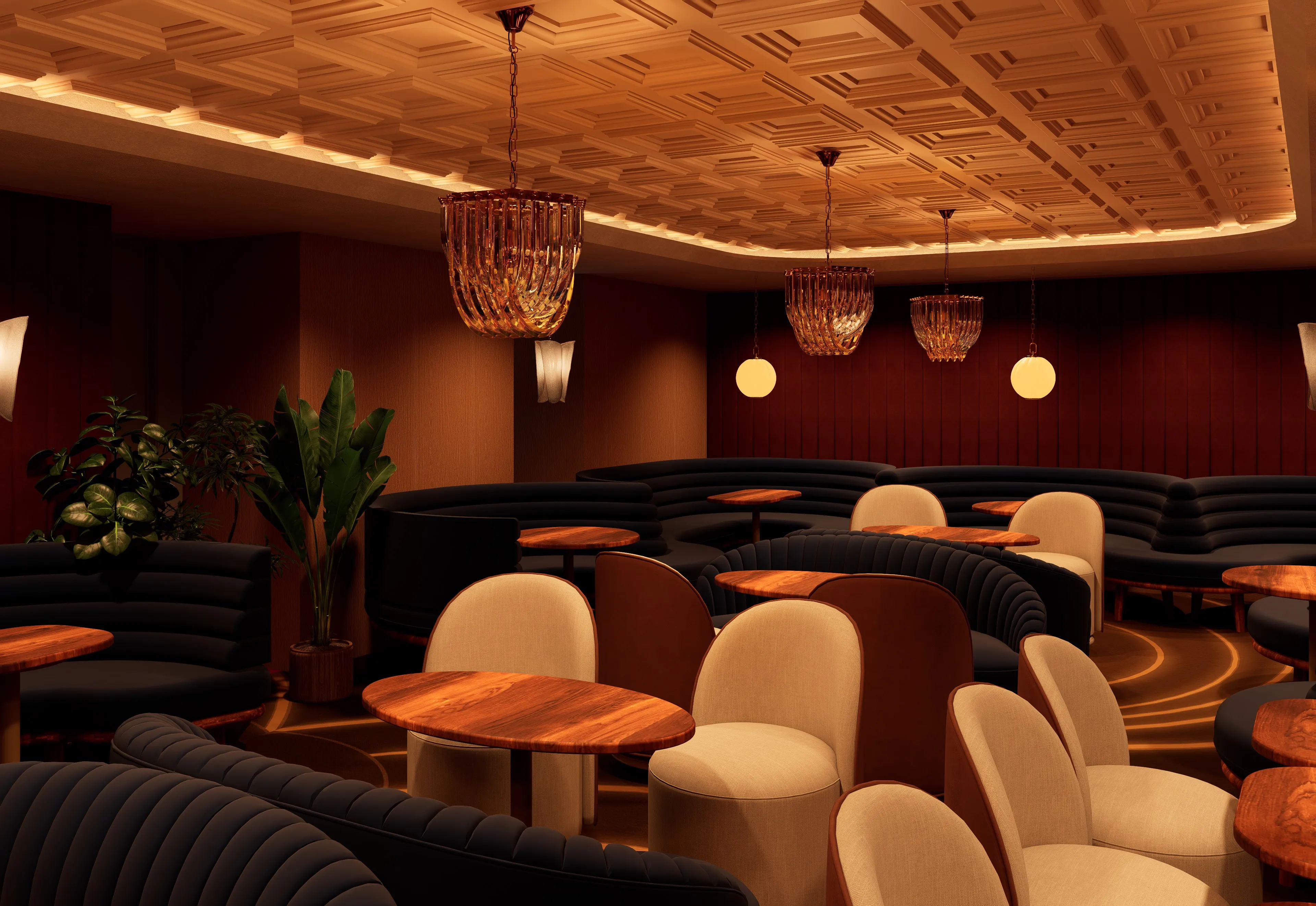 Rendering of the lounge at The Guest House Aspen