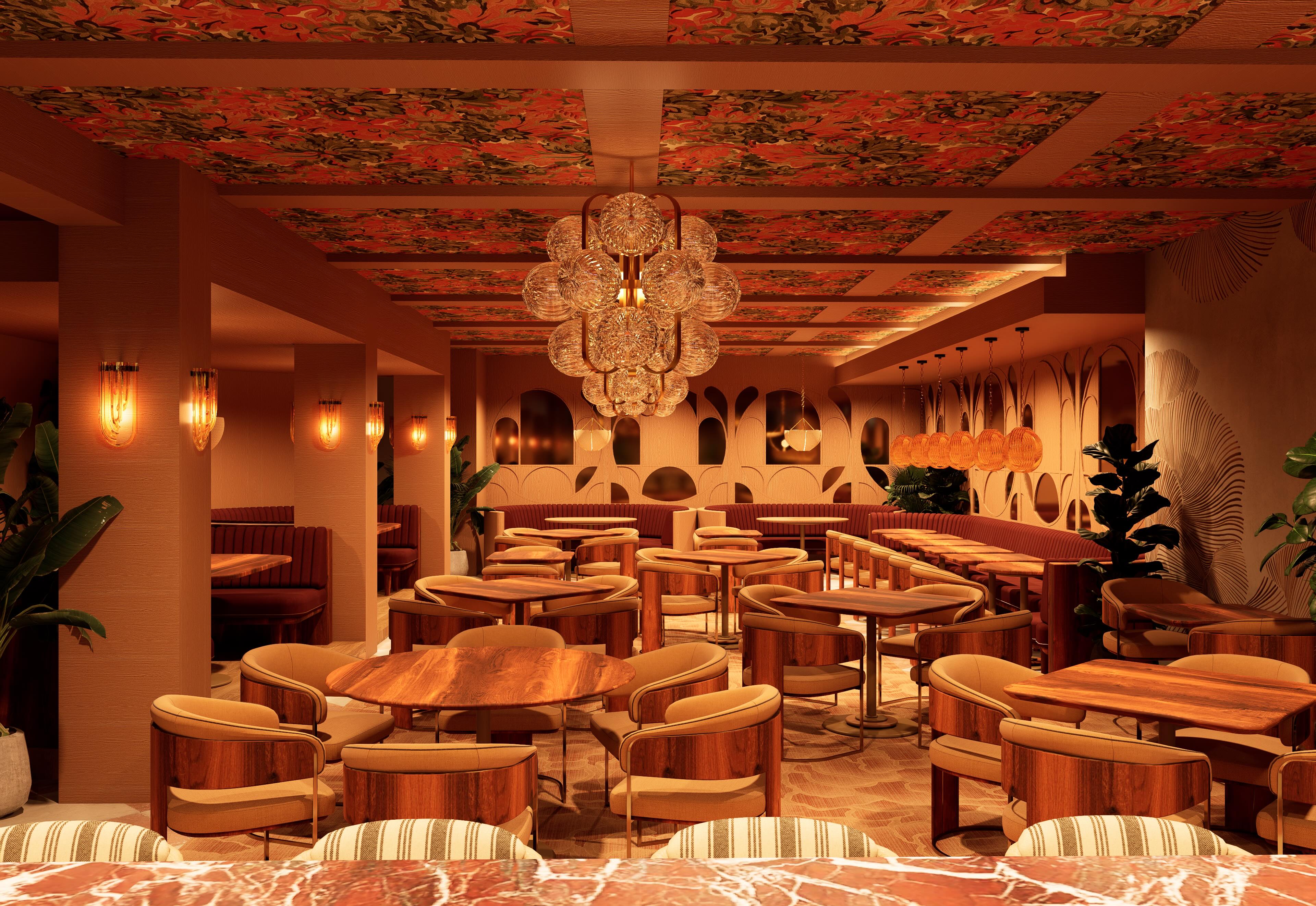 Rendering of the dining room at The Guest House Aspen
