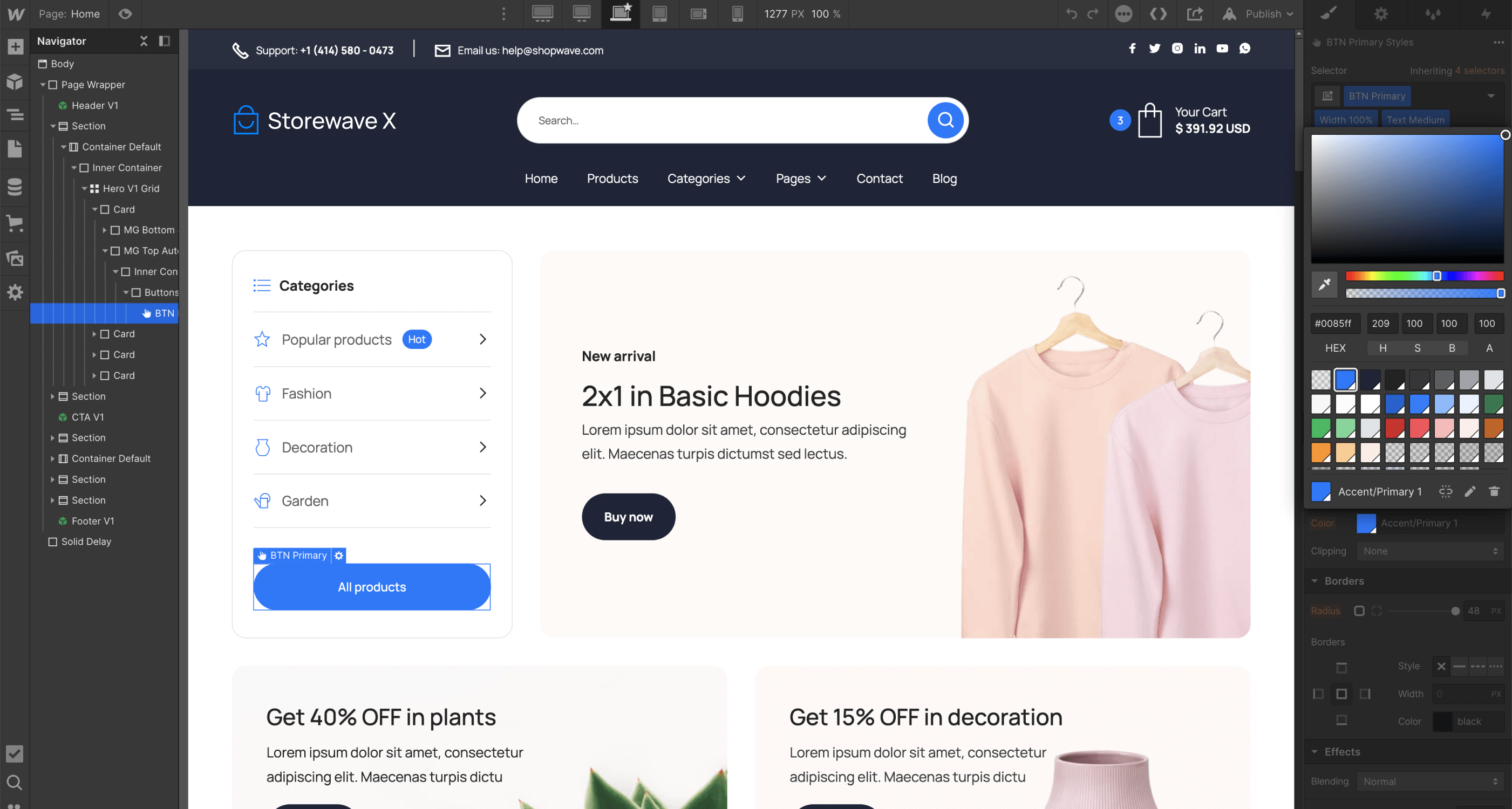 Color - Shopwave X Webflow Template