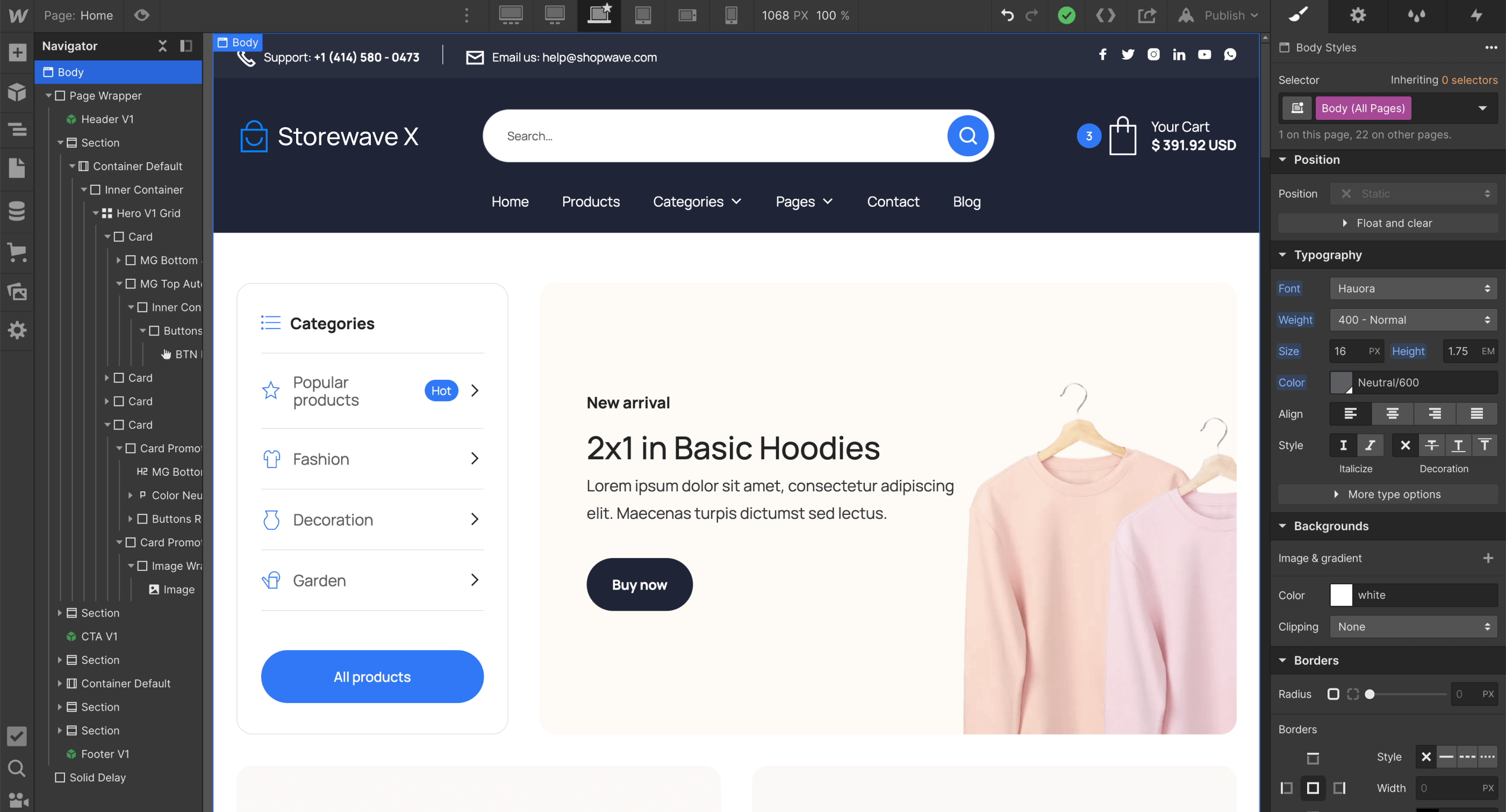 Typography - Shopwave X Webflow Template