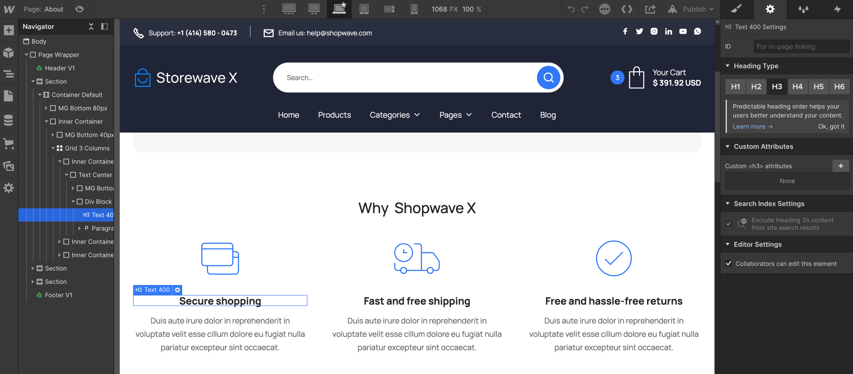 Static Content - Shopwave X Webflow Template