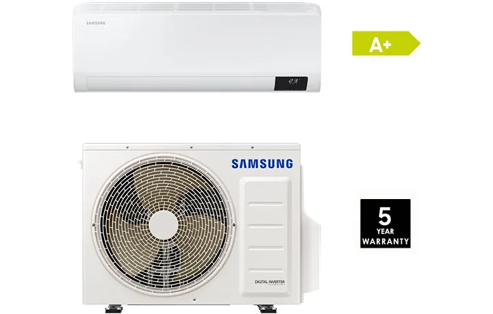 Samsung Nordic Airise -ilmalämpöpumpun sisä- ja ulkoyksikkö