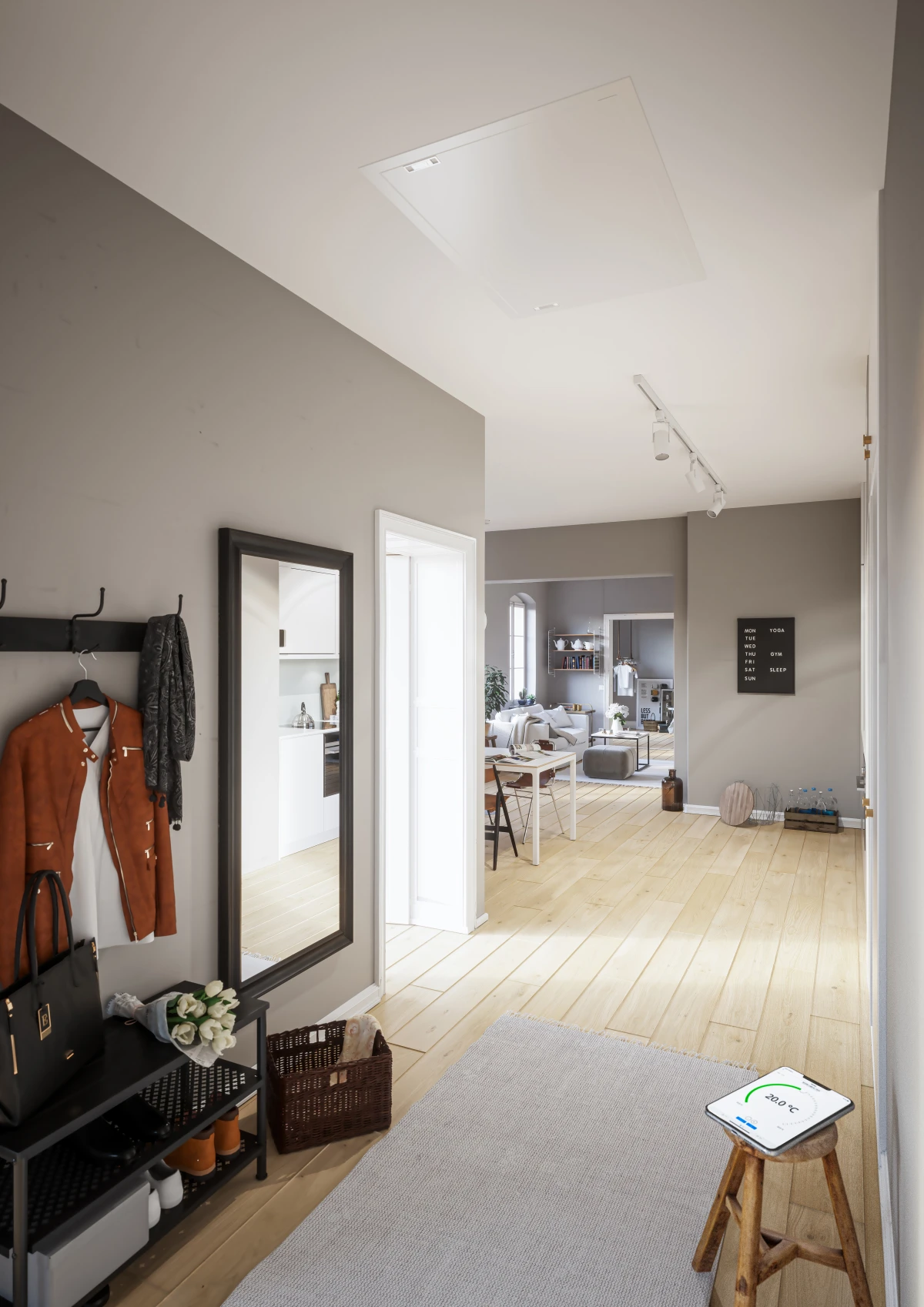 Flexit Nordic CL -kone asennettuna katon sisään