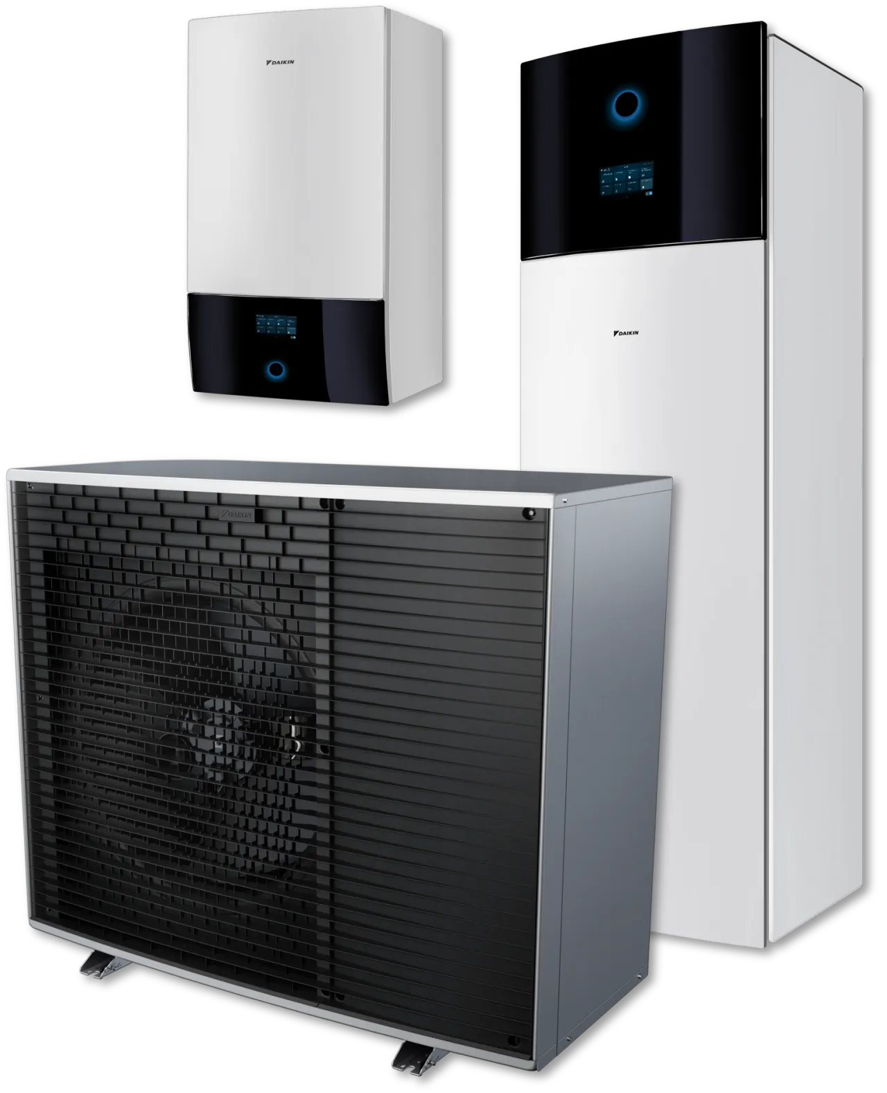 Daikin Altherma 4 H – valmistajan mallisarjakuva, ulko- ja sisäyksikkövaihtoehtoja. Kuva ei yksilöi kortin kokoonpanoa tai teholuokkaa.