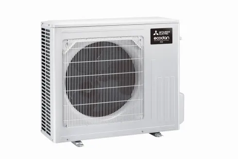 Mitsubishi Electric Ecodan SUZ-SHWM – valmistajan mallisarjan esimerkkikuva; kuvassa pienempi 30–40-kokoluokka. 60-version kotelo voi poiketa.