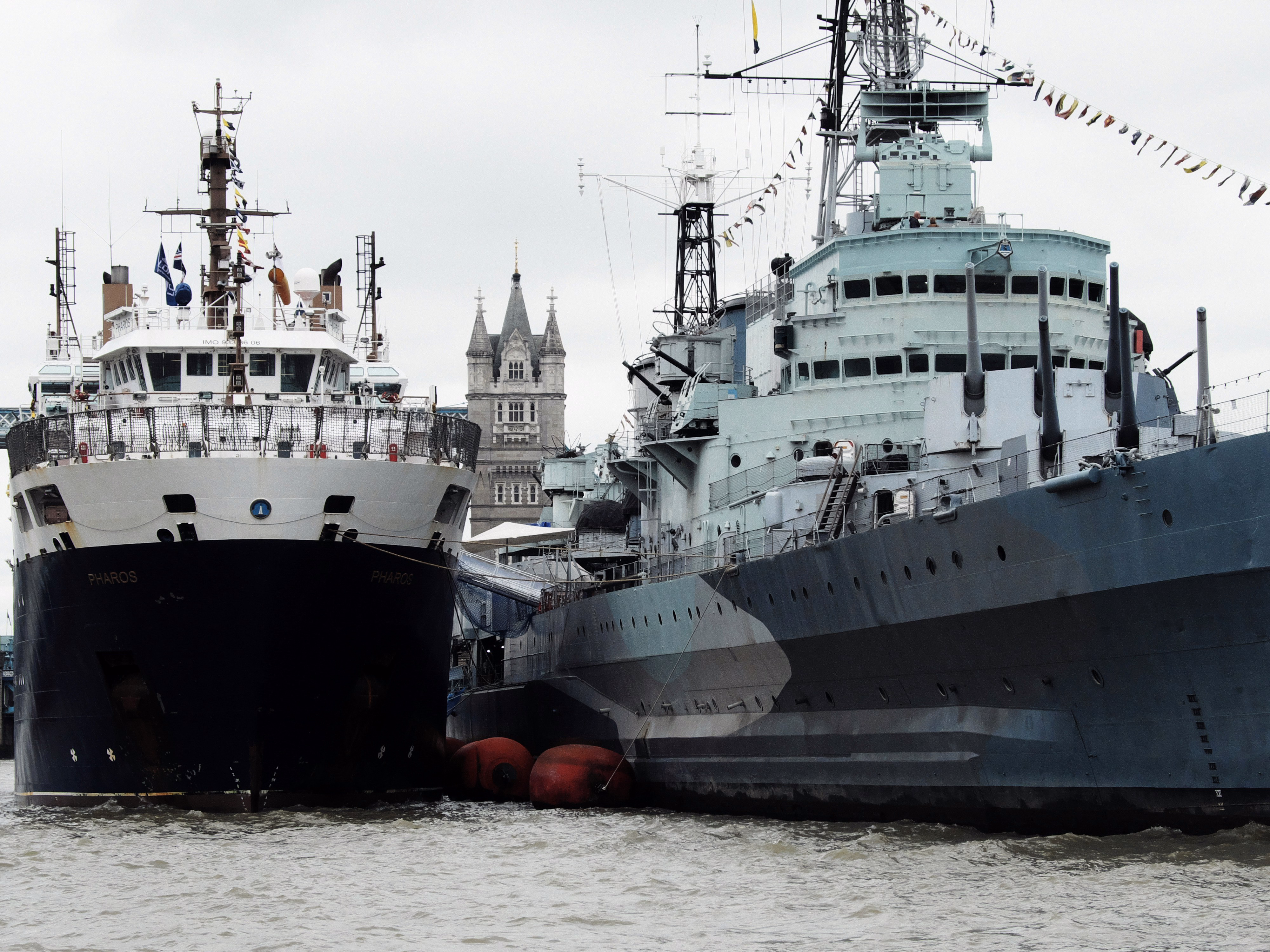 Battle ships on the sea.