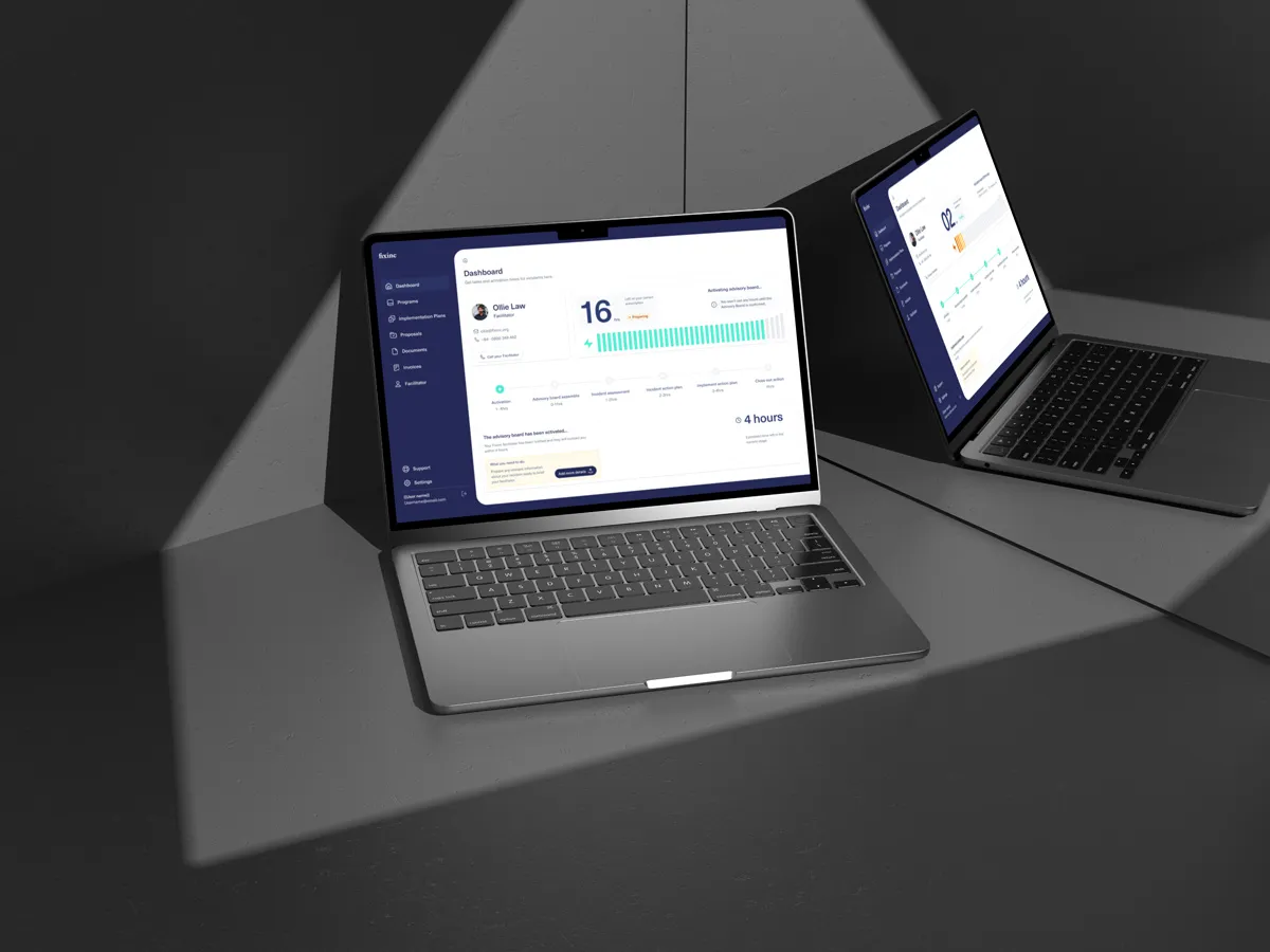 Shot of Fixinc Advisory Board dashboard