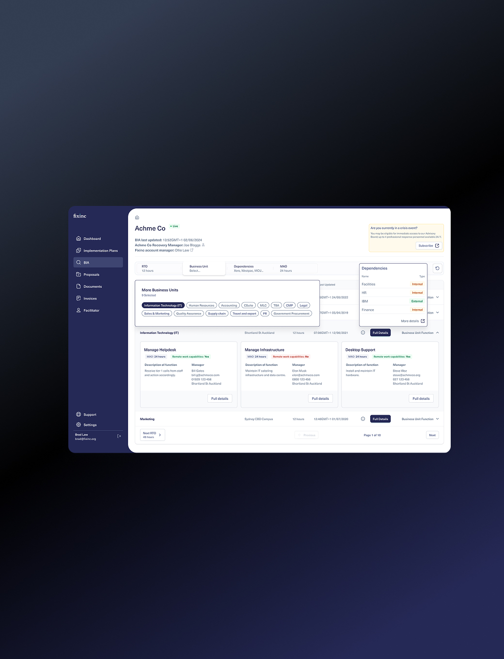 Digital Business Impact Analysis by Fixinc