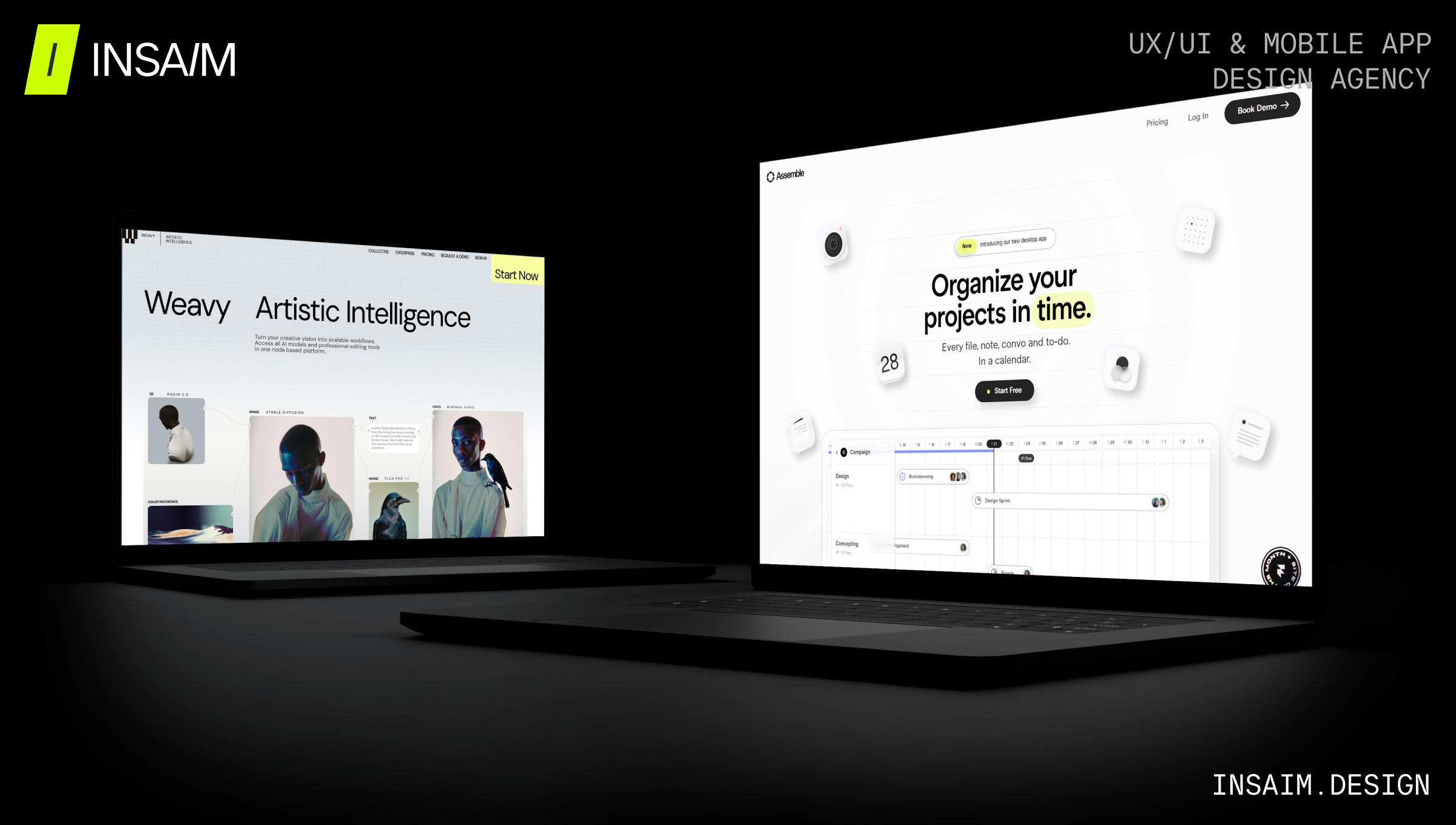 SaaS websites homepage examples with hero section, features icons and clear call-to-action