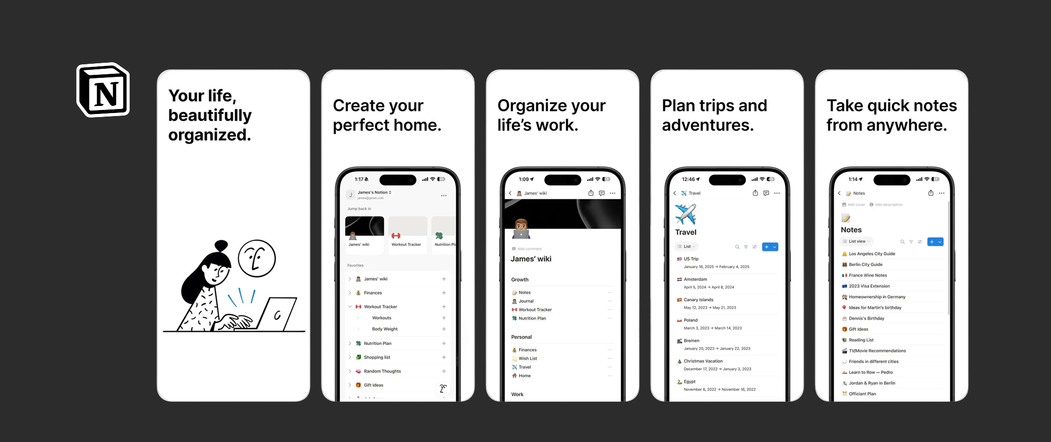 Notion mobile app layouts demonstrating cohesive product design, interface design principles, and a scalable design system created through design-driven development
