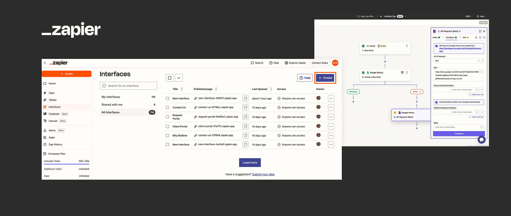 Zapier workflow automation interface showing simplification of complex processes as an example of digital products applying UX/UI principles and digital product design best practices