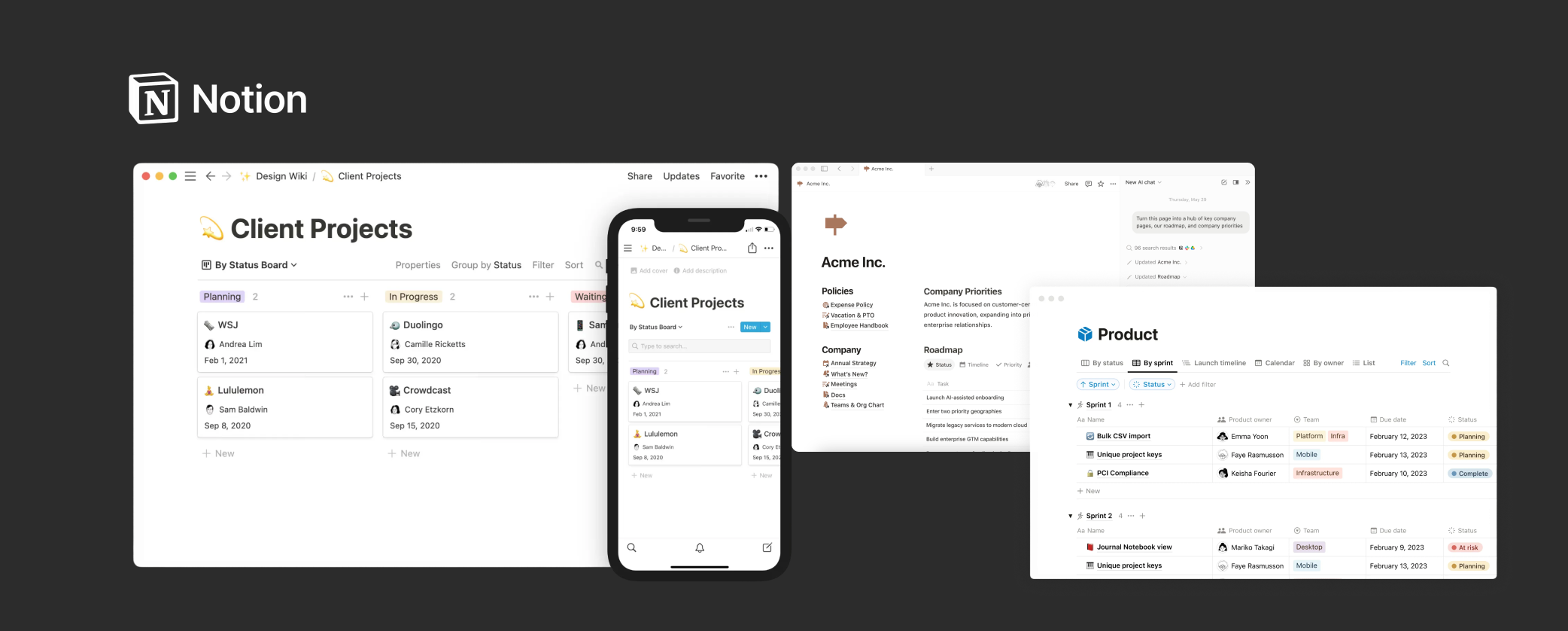 Notion modular workspace interface demonstrating scalable and modular design as a digital product example and illustration of UX/UI best practices.