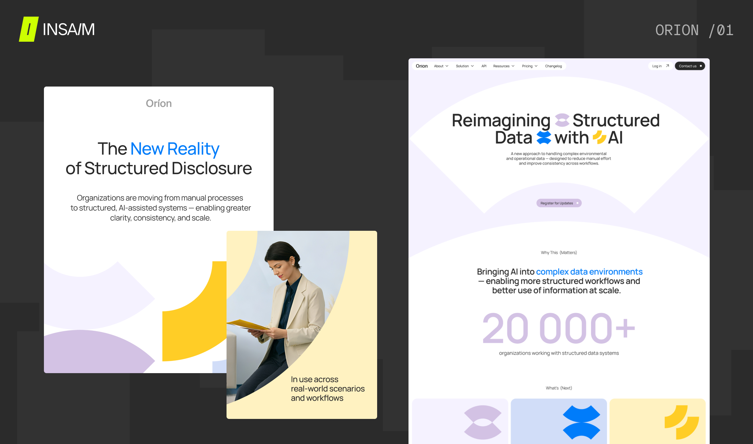 Enterprise AI platform homepage with modular layouts, geometric forms, and structured visuals, presenting data workflows with clarity, precision, and scalable design system.