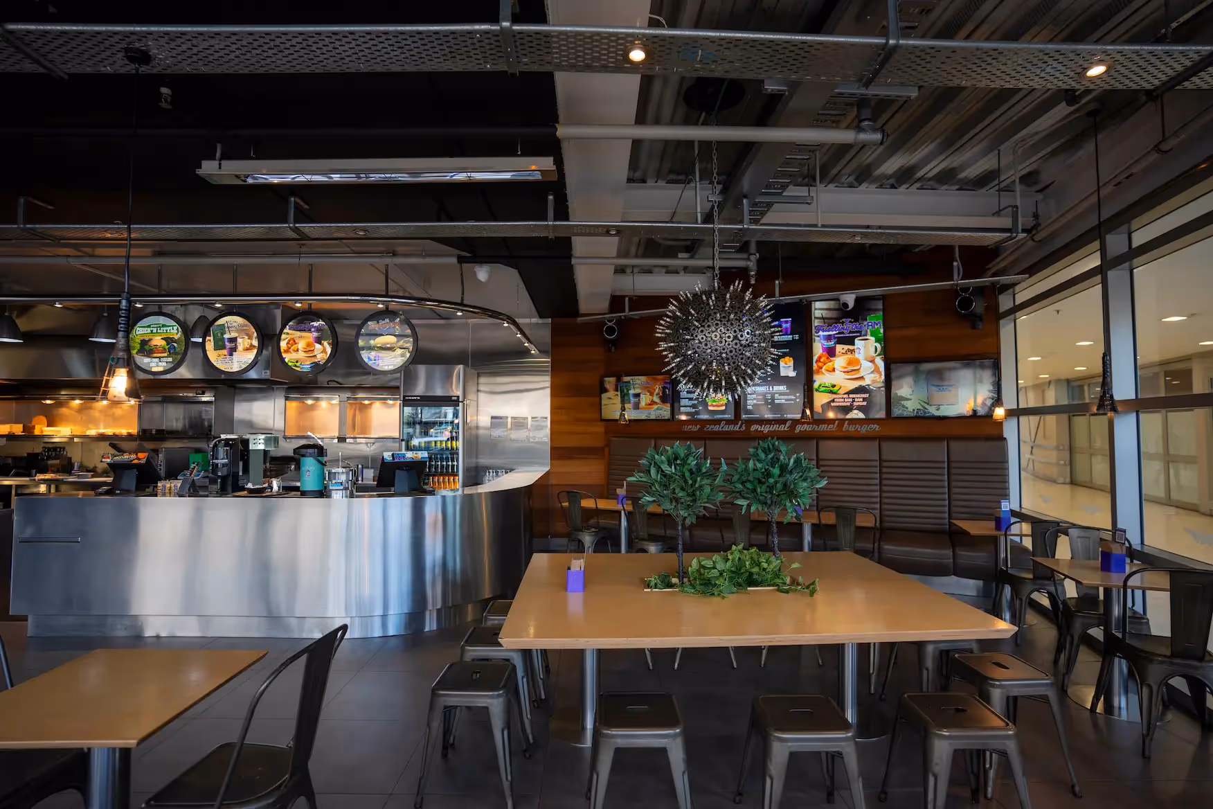 BurgerFuel Adelaide Road in-store interior seating 2