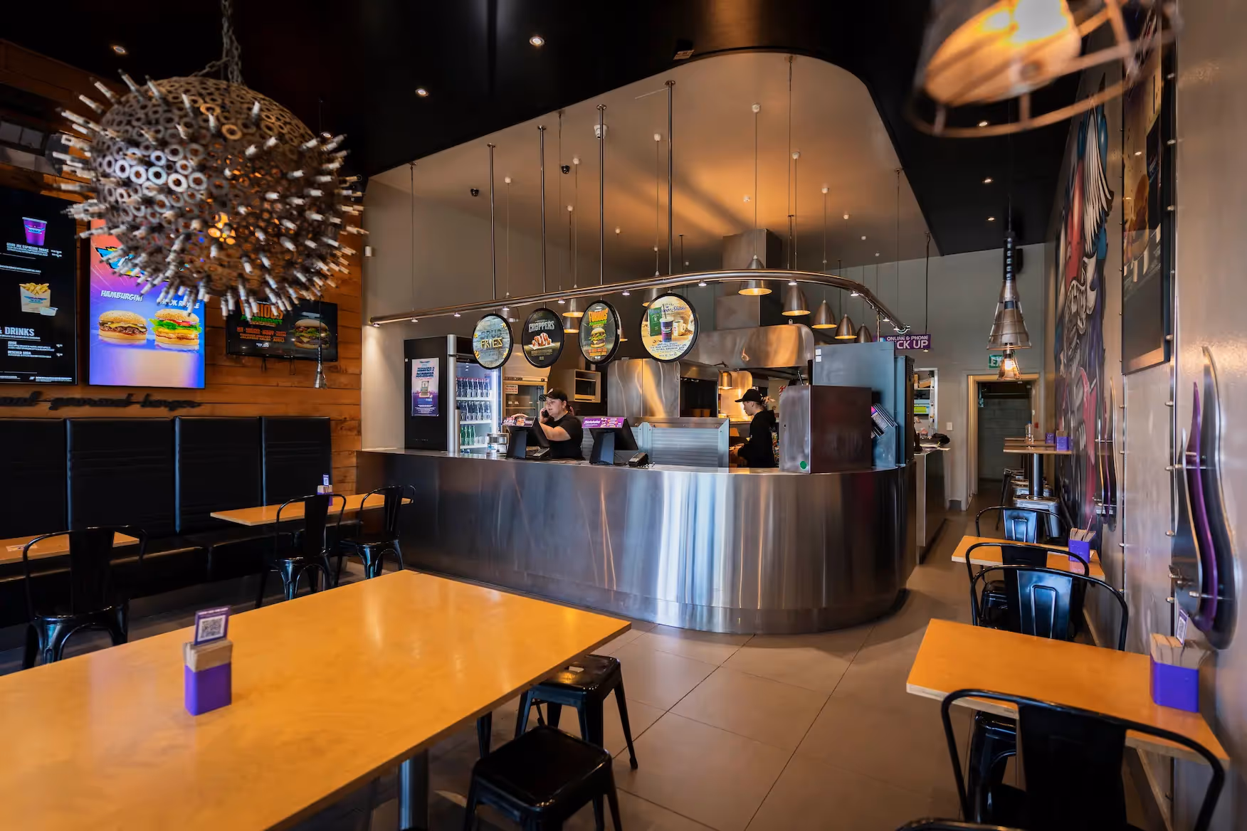 BurgerFuel Albany in-store interior seating 2