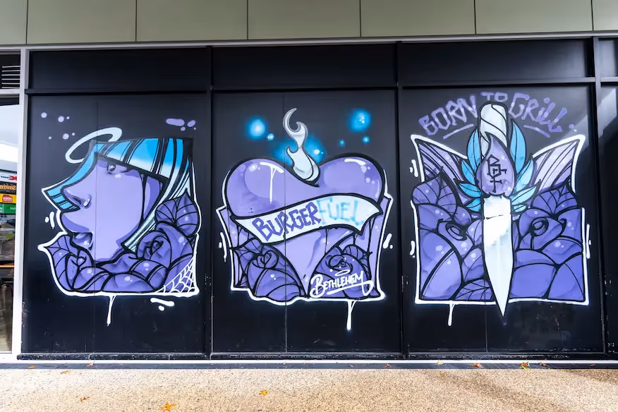 BurgerFuel Bethlehem in-store exterior mural