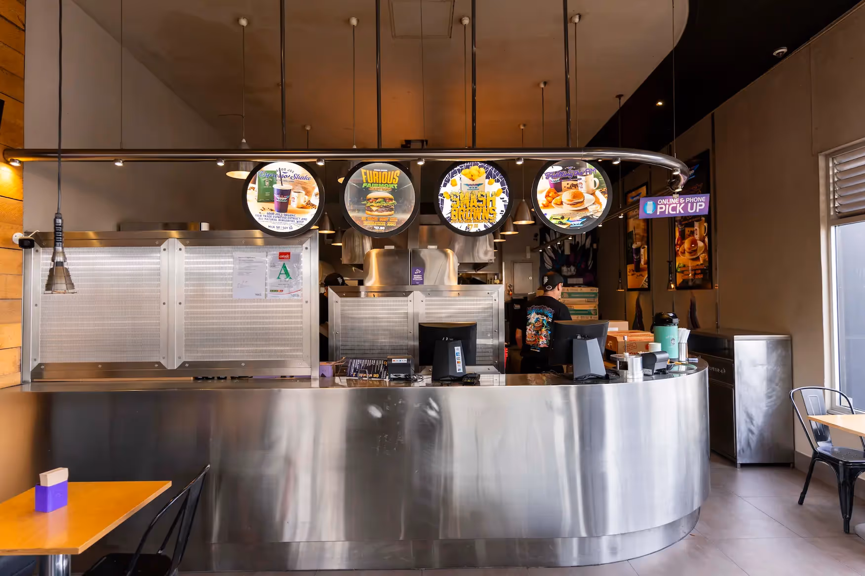BurgerFuel Botany Downs in-store seating counter
