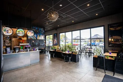 BurgerFuel Cambridge in-store interior seating 3