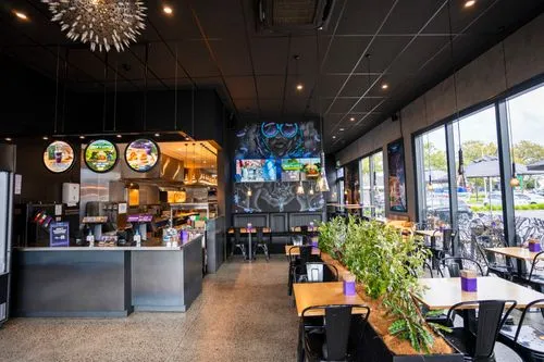 BurgerFuel Cambridge in-store interior seating 1