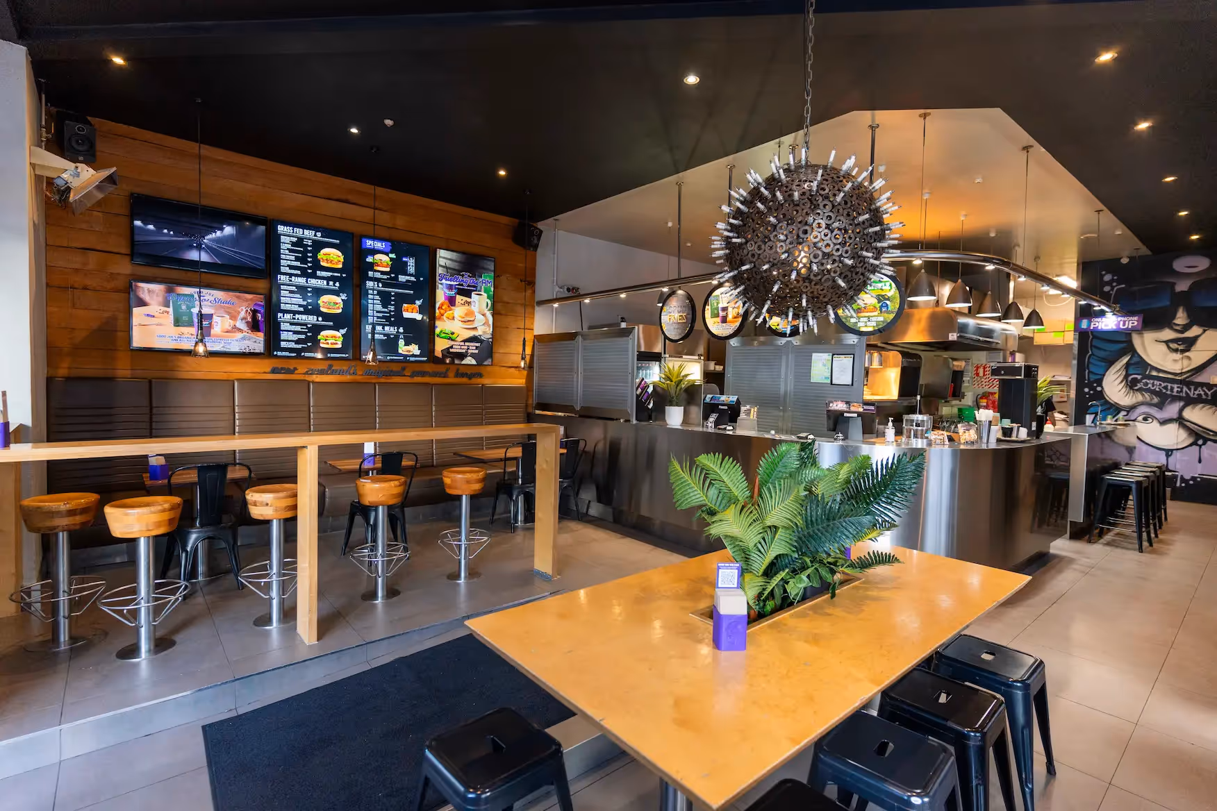 BurgerFuel Courtenay Place in-store interior seating 1
