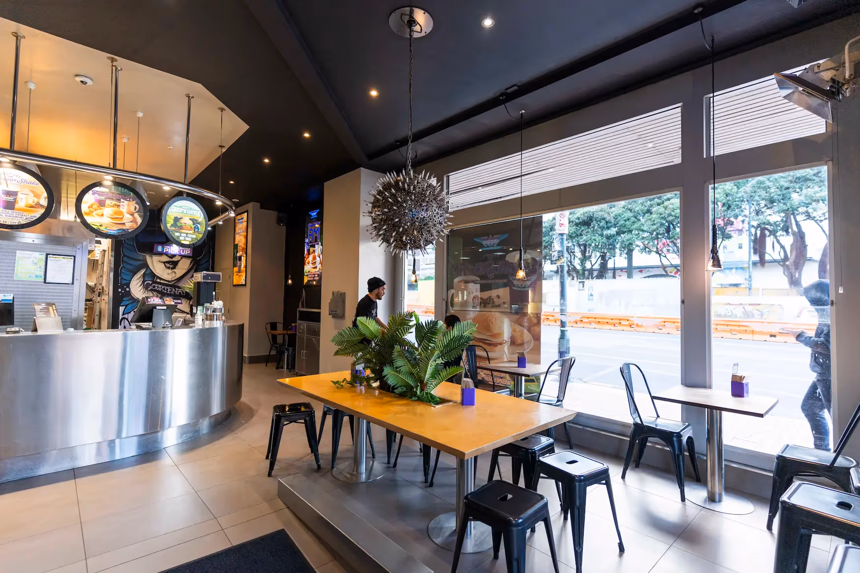 BurgerFuel Courtenay Place in-store interior seating 3