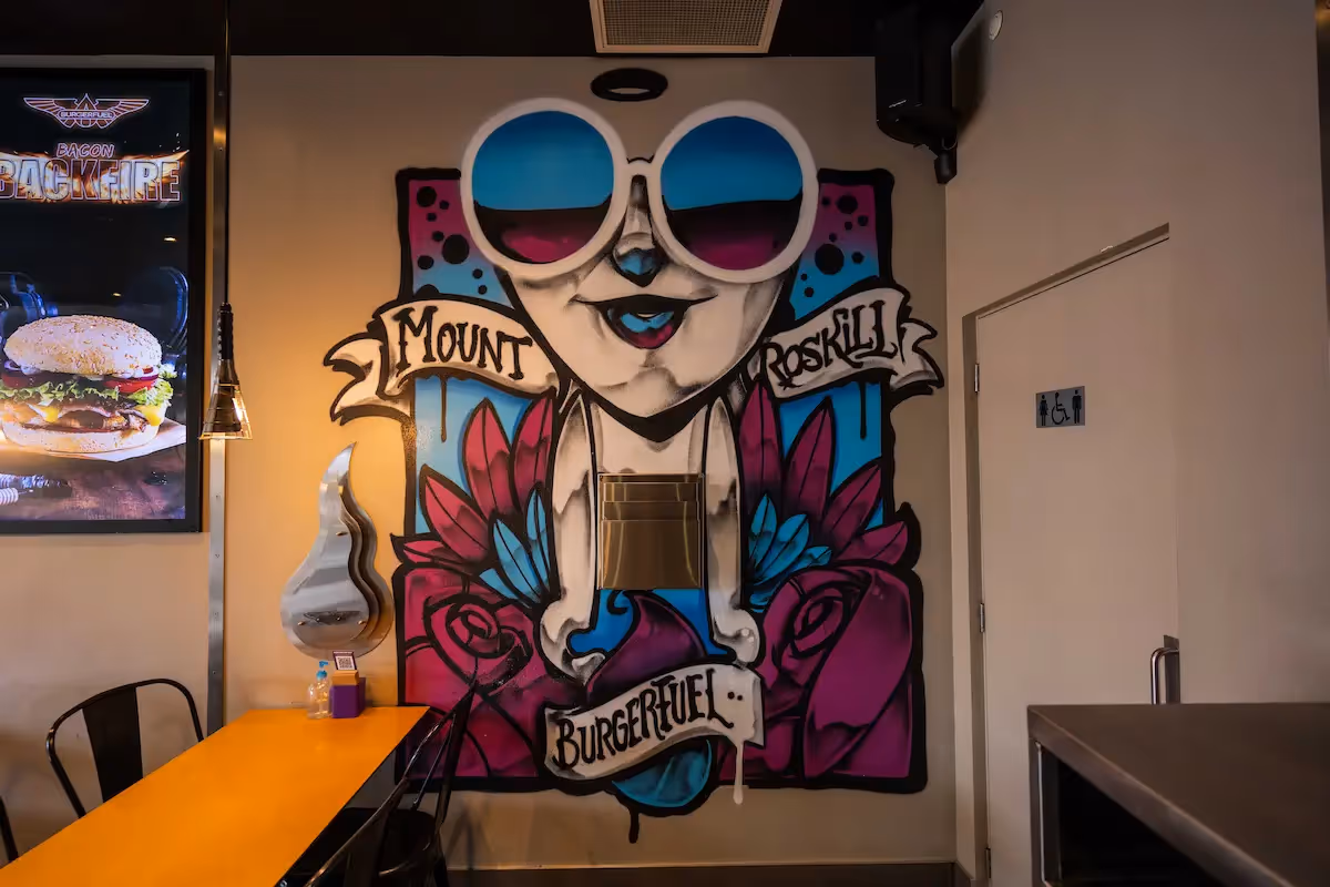 BurgerFuel Mt Roskill in-store interior mural