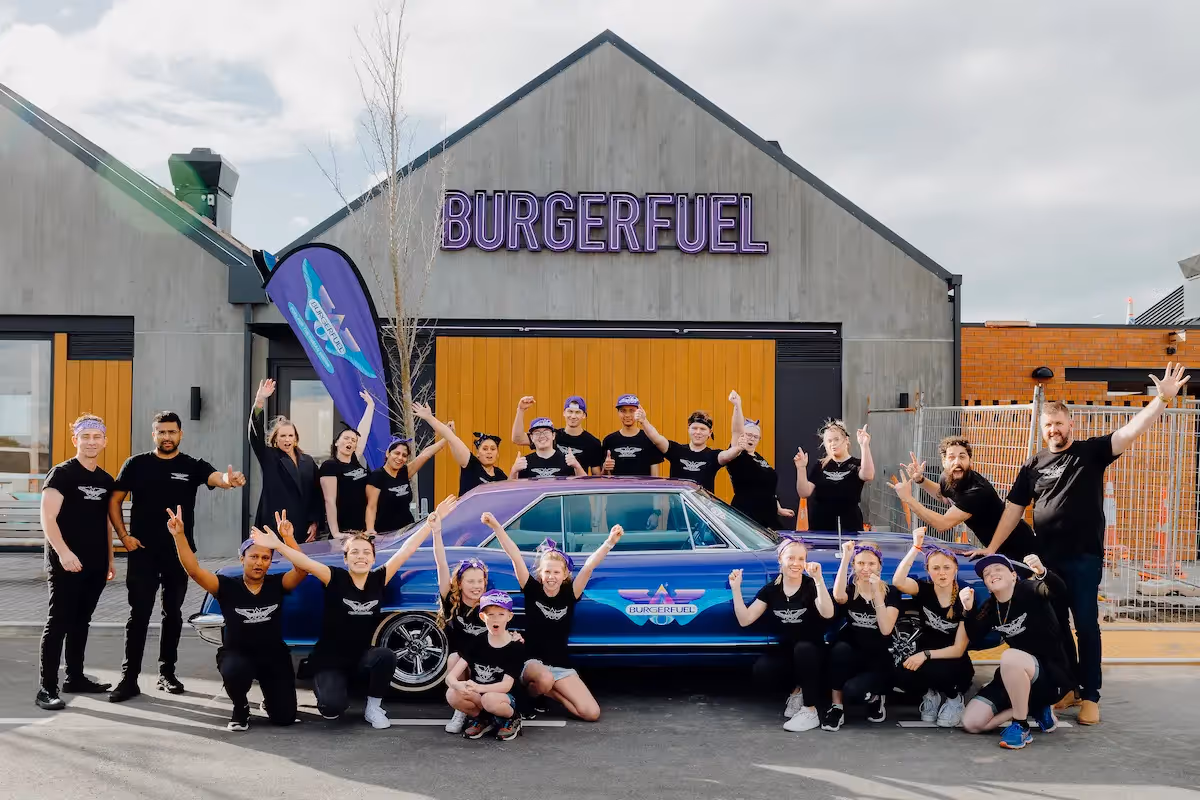 BurgerFuel Rolleston storefront people