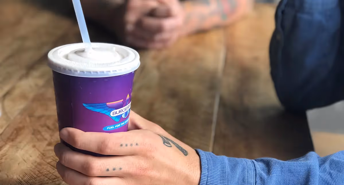 It Takes Two to Mango Thickshake: thick, creamy BurgerFuel Whip blended with sweet mango syrup.