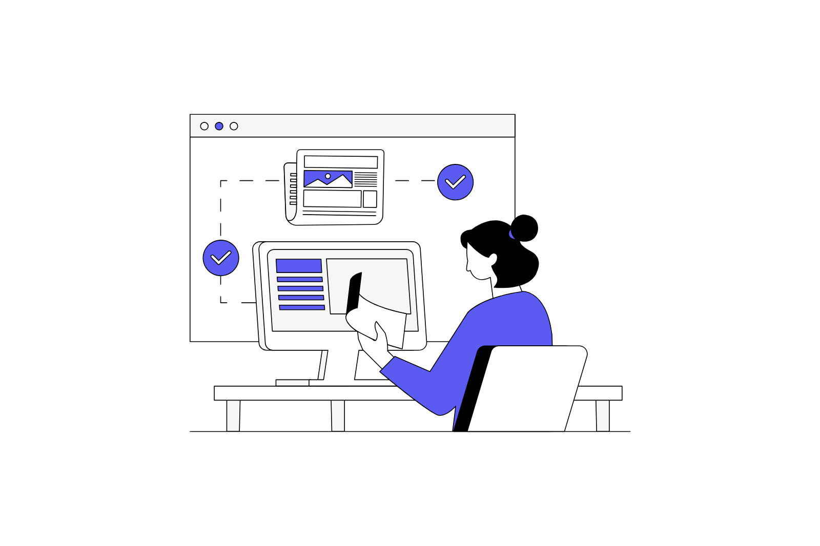 Illustration d'une femme qui télétravaille