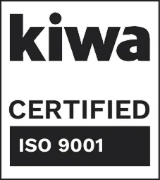 Kiwa certified ISO 9001 badge for translation services obtained by MediLingua