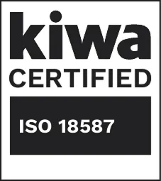 Kiwa ISO 18587 certification badge