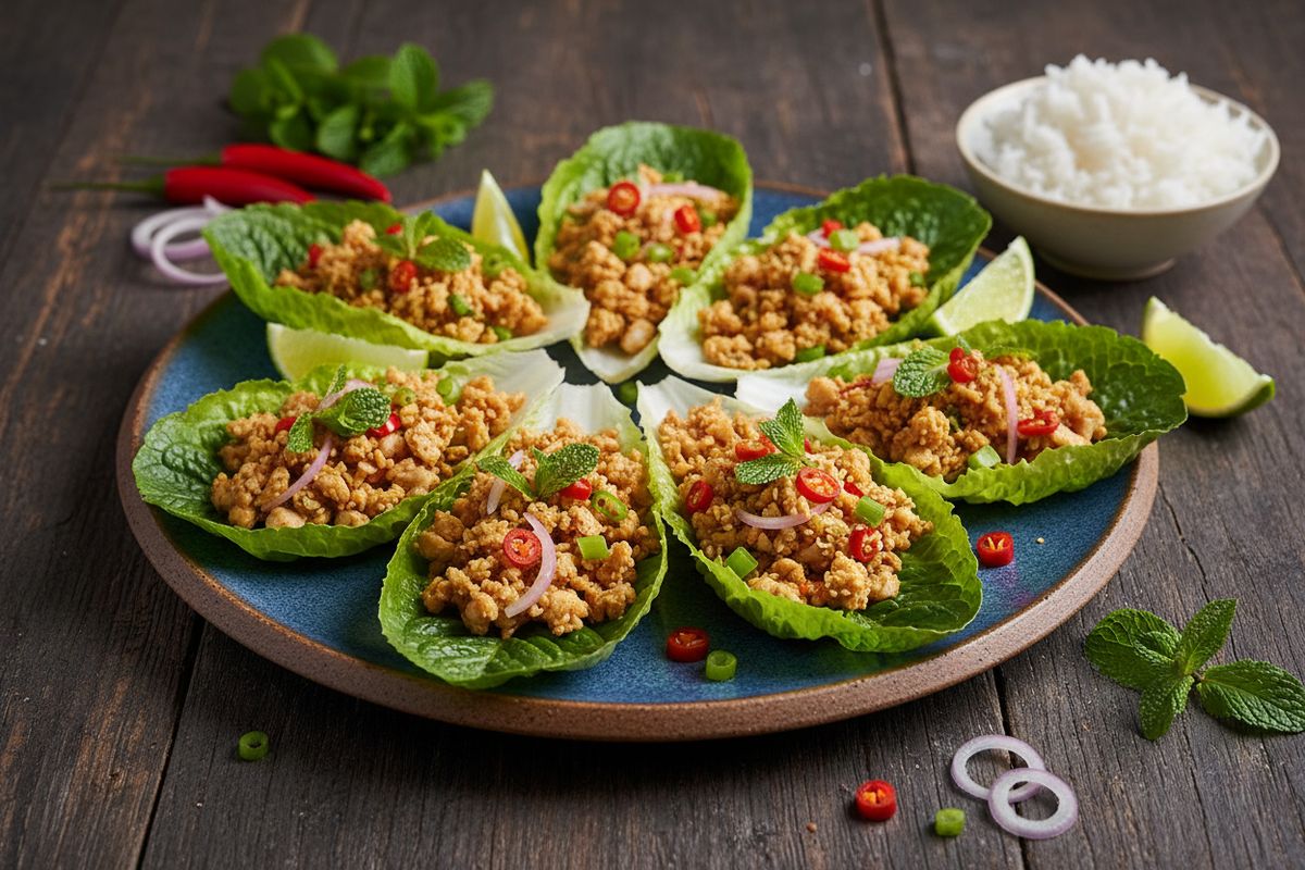 Larb Gai on thaimaalainen kanajauhelihasalaatti, jossa minttu, lime ja kalakastikeloistavat yhdessä – nopea, eksoottinen ja uskomattoman maukas arkiruoka.