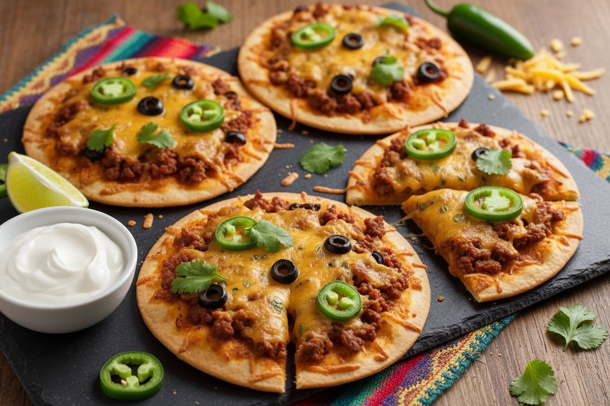 Rapea meksikolainen tortillapizza tulisella jauhelihatäytteellä, sulavalla juustolla ja jalapeñoilla – valmis alle 30 minuutissa.