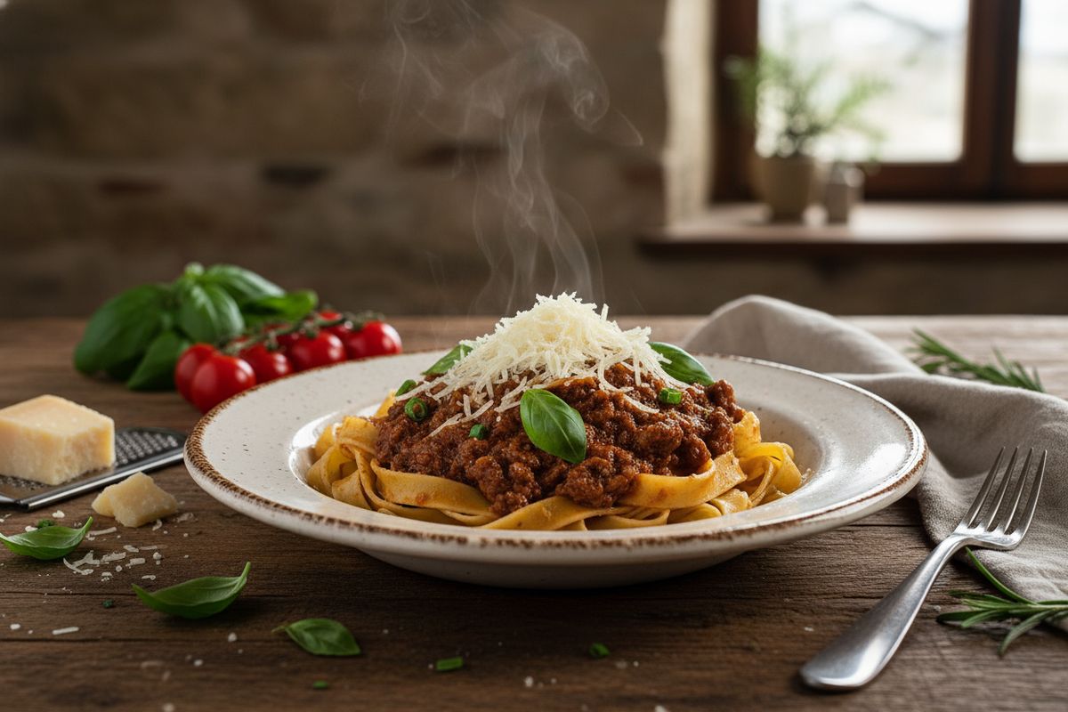 Täyteläinen italialainen tagliatelle al ragù valmistuu kätevästi yhdessä padassa – arjen eksotiikkaa parhaimmillaan.