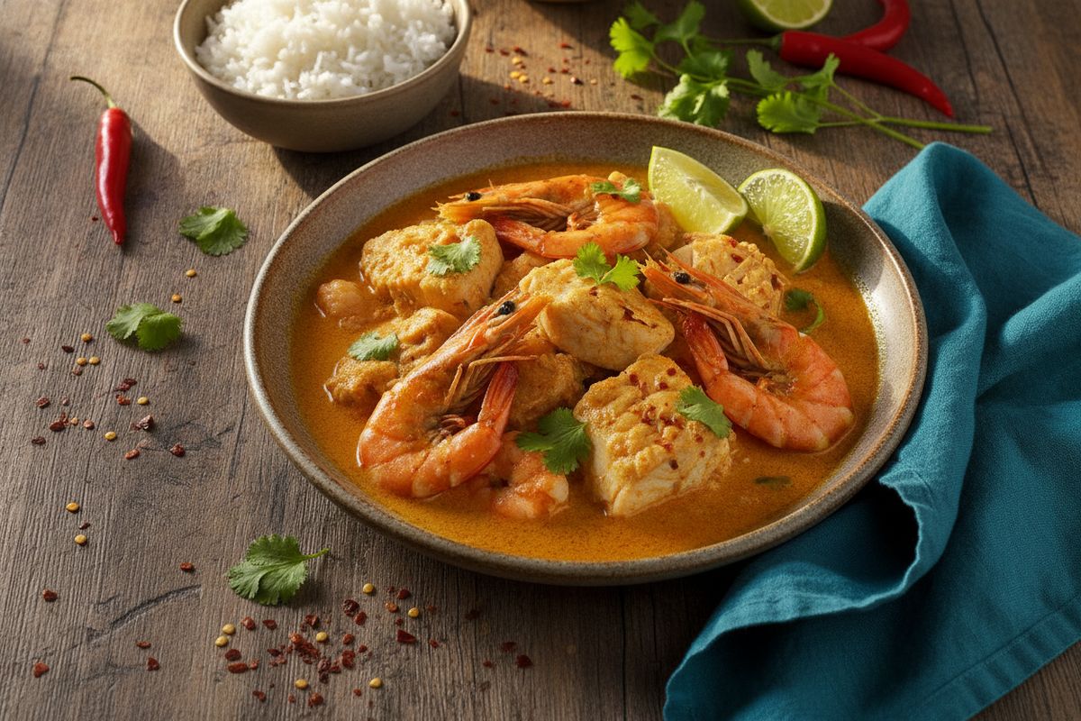 Brasilialainen moqueca on Bahian rannikolta kotoisin oleva täyteläinen kala- ja katkarapukeitto, jossa kookosmaito, savupaprika ja lime luovat uskomattoman trooppisen makuyhdistelmän.