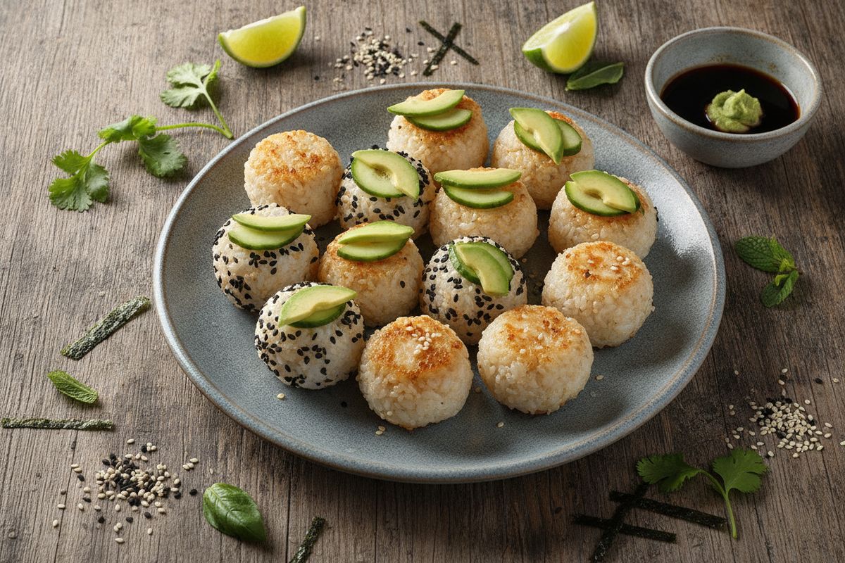 Raikkaalla jogurtilla ja tonnikalalla täytetyt sushipallot – helppo ja eksoottinen herkku japanilaiseen tyyliin ilman majoneesia.