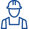 A smiling construction worker wearing a helmet and overalls.